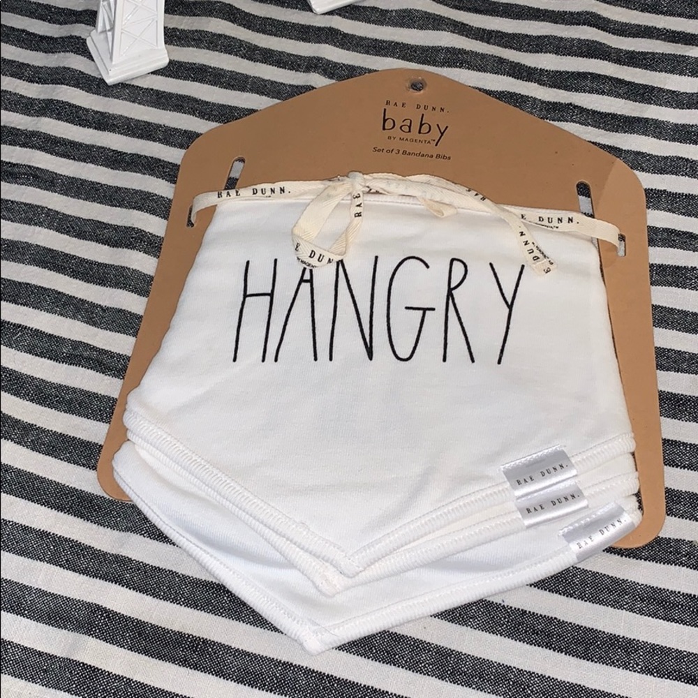 Rae Dunn Bandana Bibs HANGRY BUT FIRST MILK